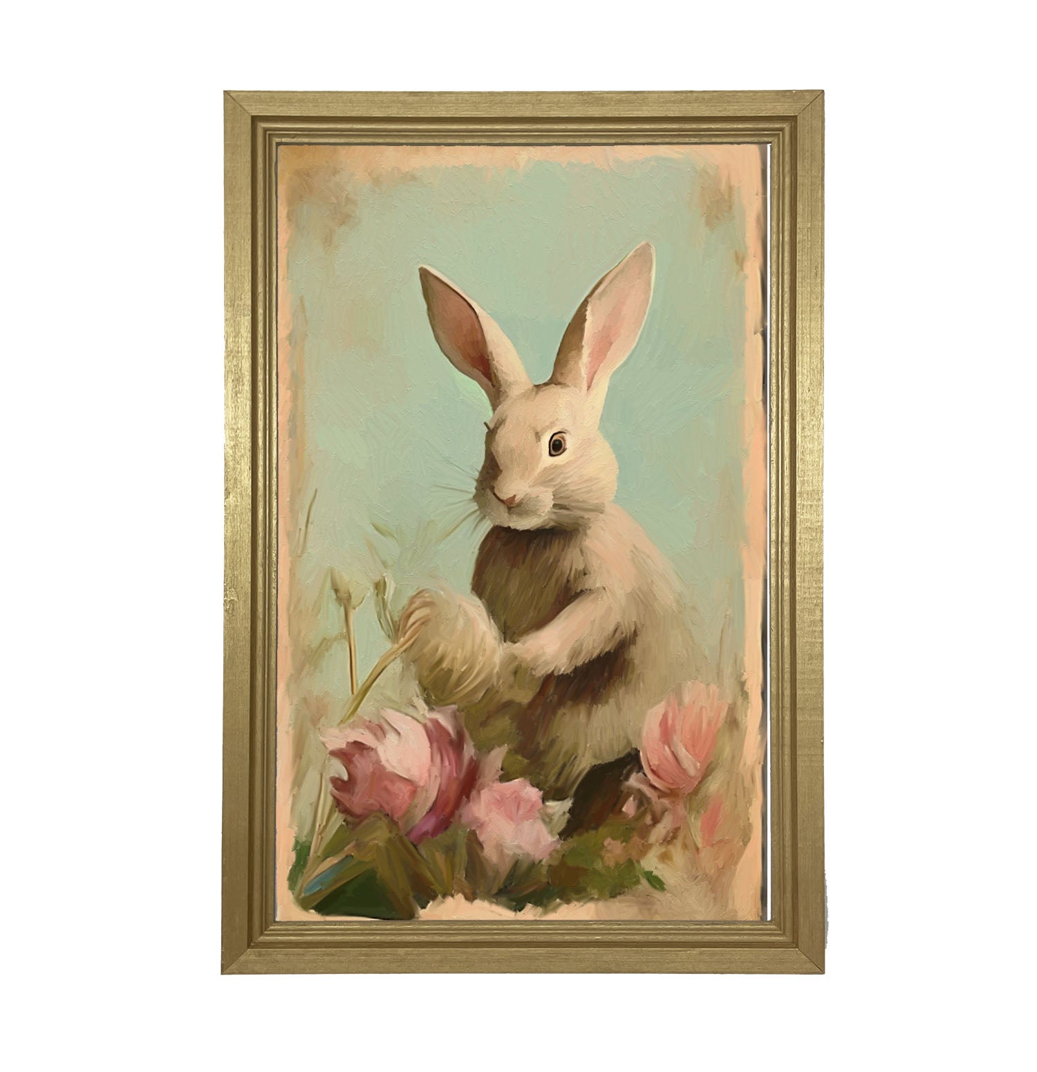 Pastel bunny in field - Framed Art