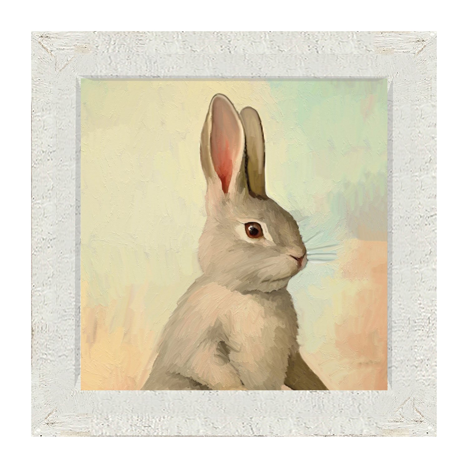 Pastel bunny posing - Framed art