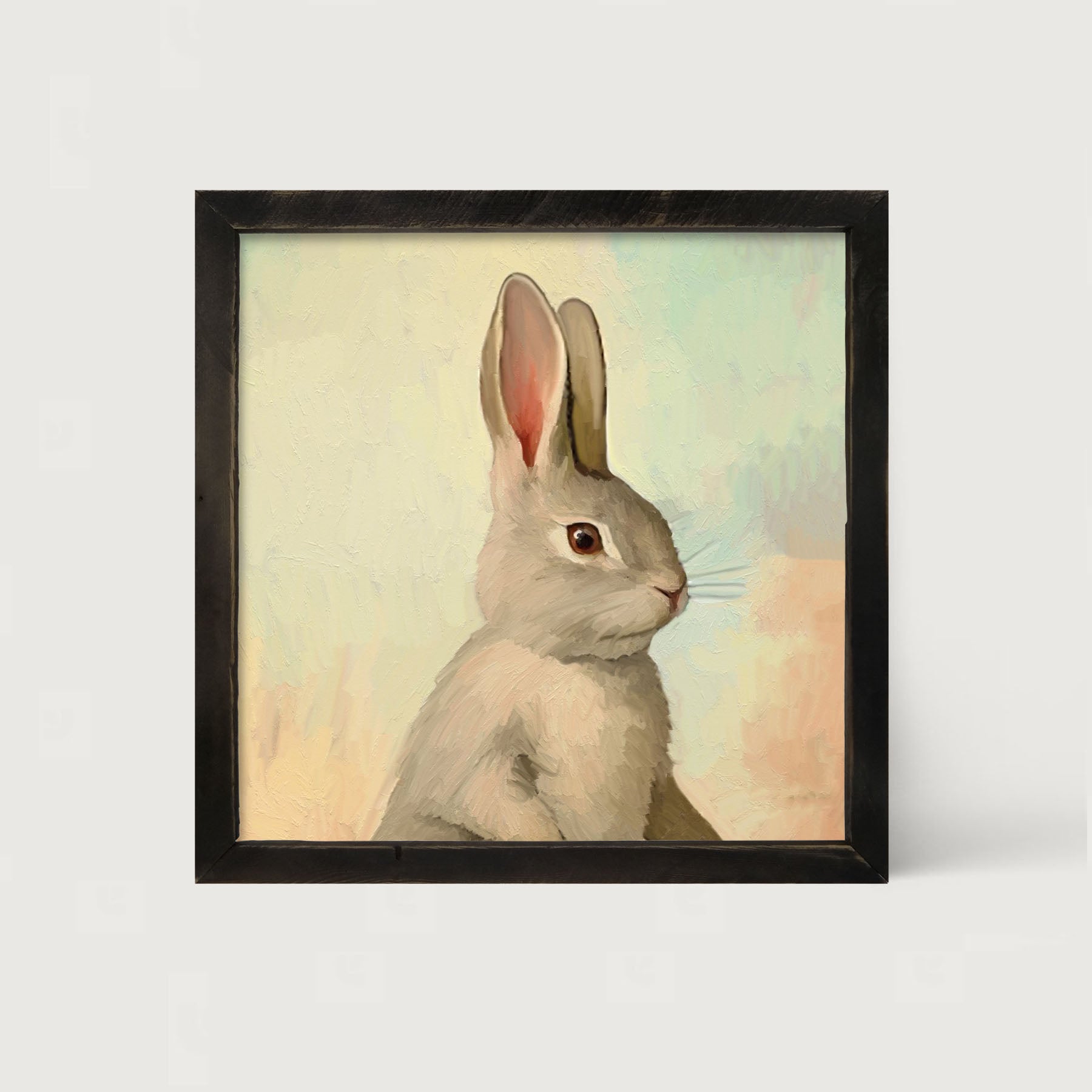 Pastel bunny posing - Framed art