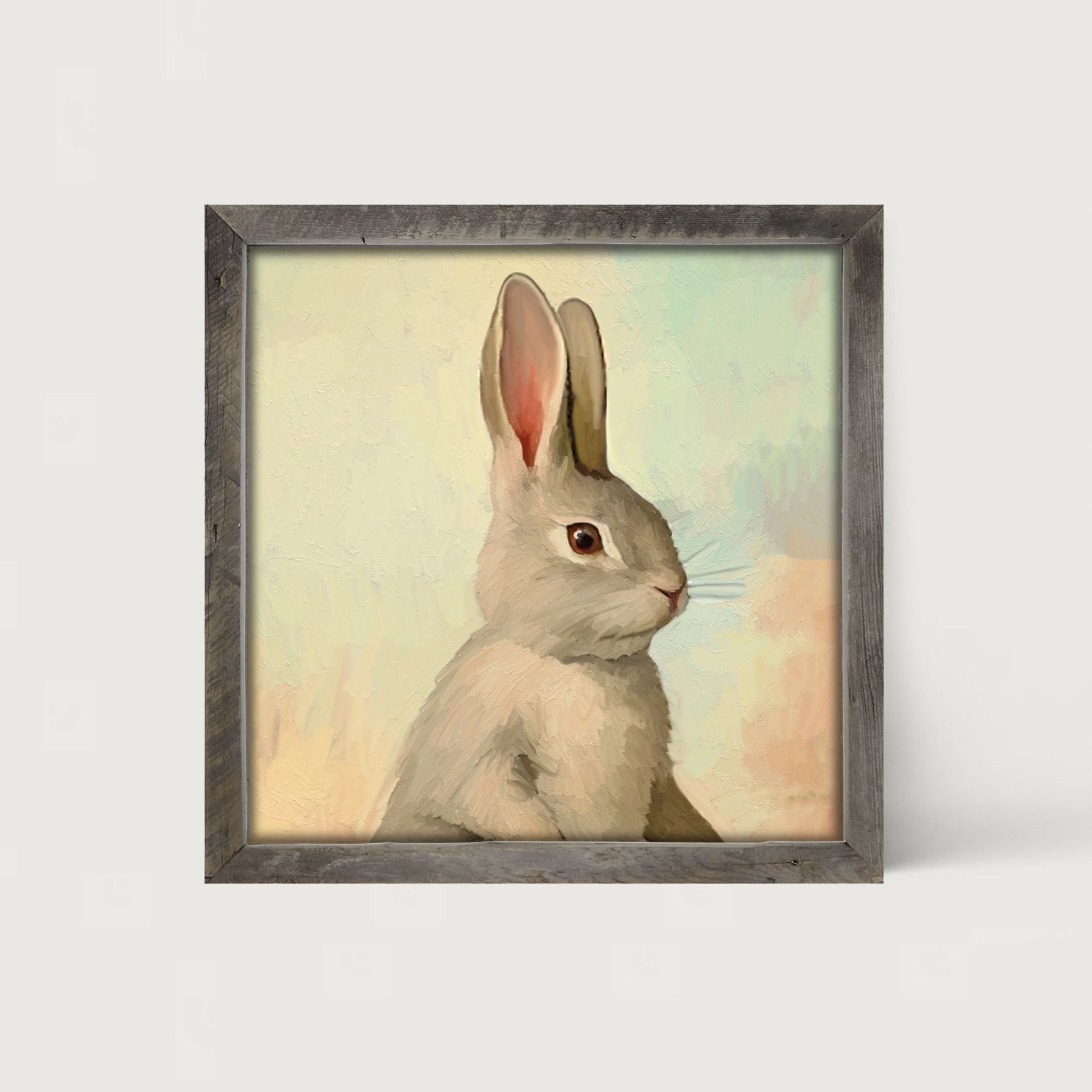 Pastel bunny posing - Framed art