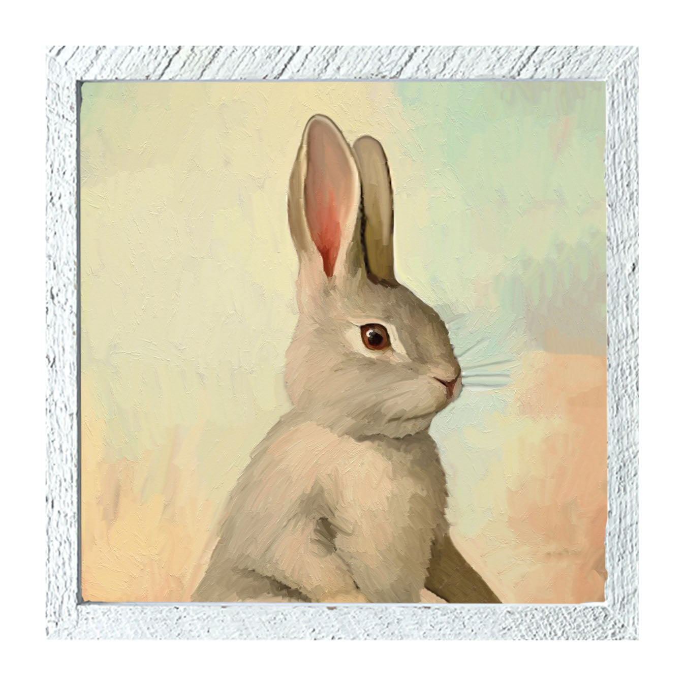 Pastel bunny posing - Framed art