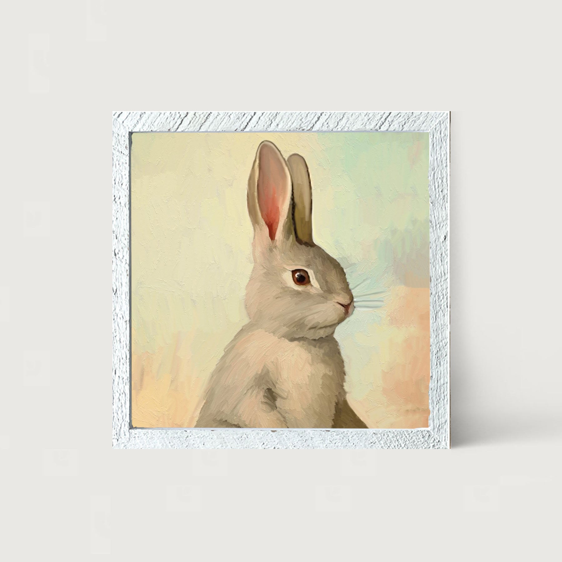Pastel bunny posing - Framed art