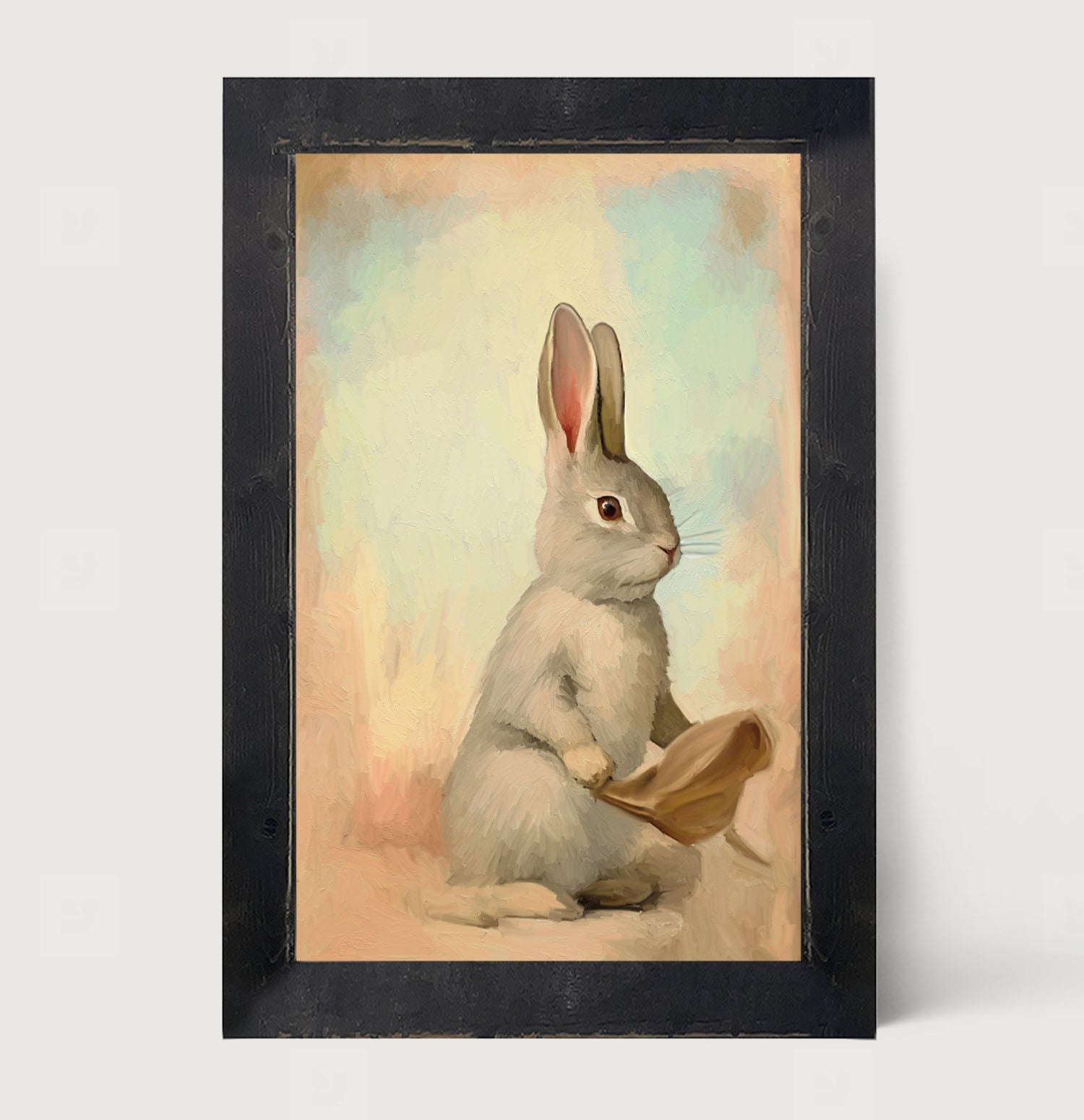 Pastel bunny posing - Framed art