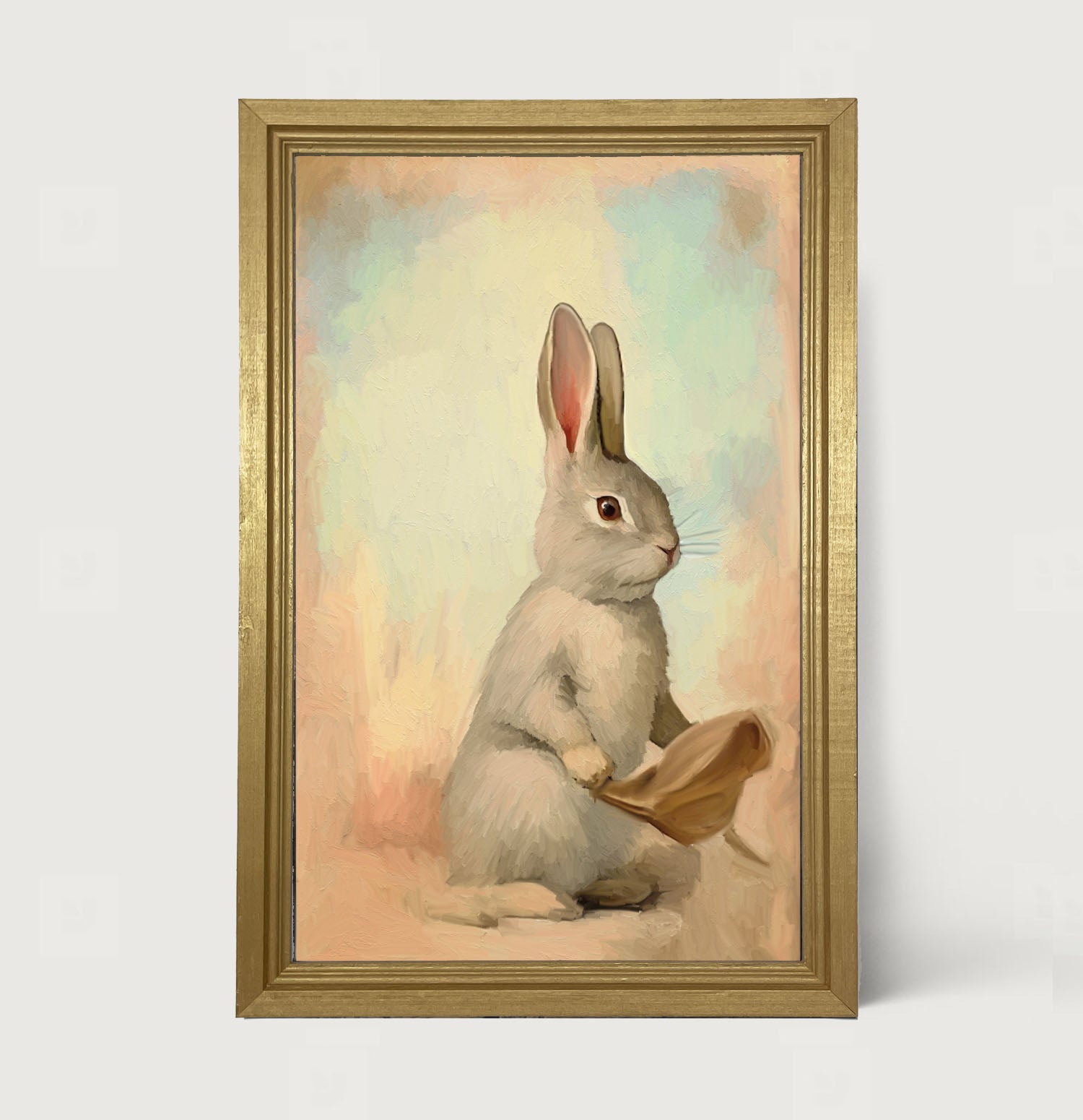 Pastel bunny posing - Framed art