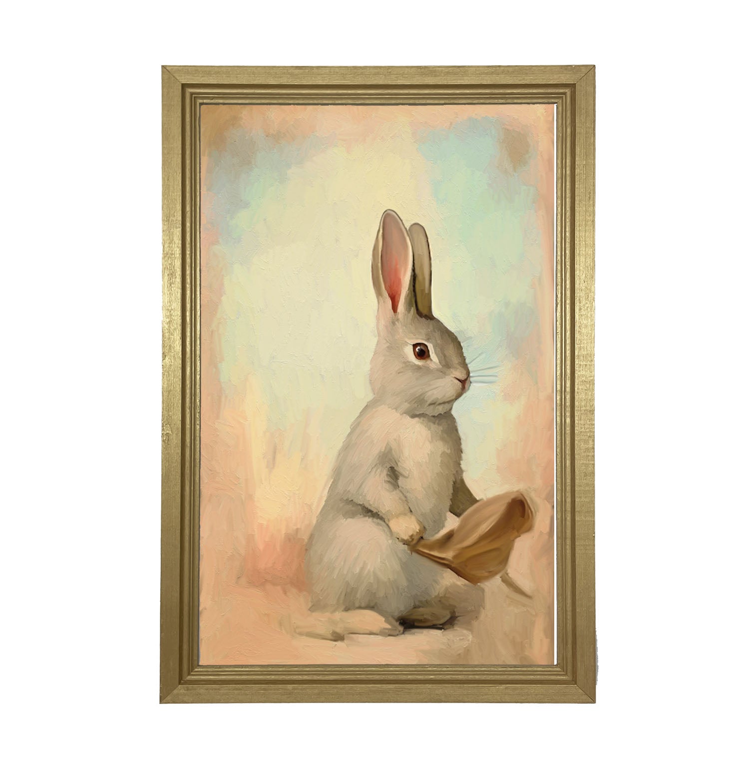 Pastel bunny posing - Framed art