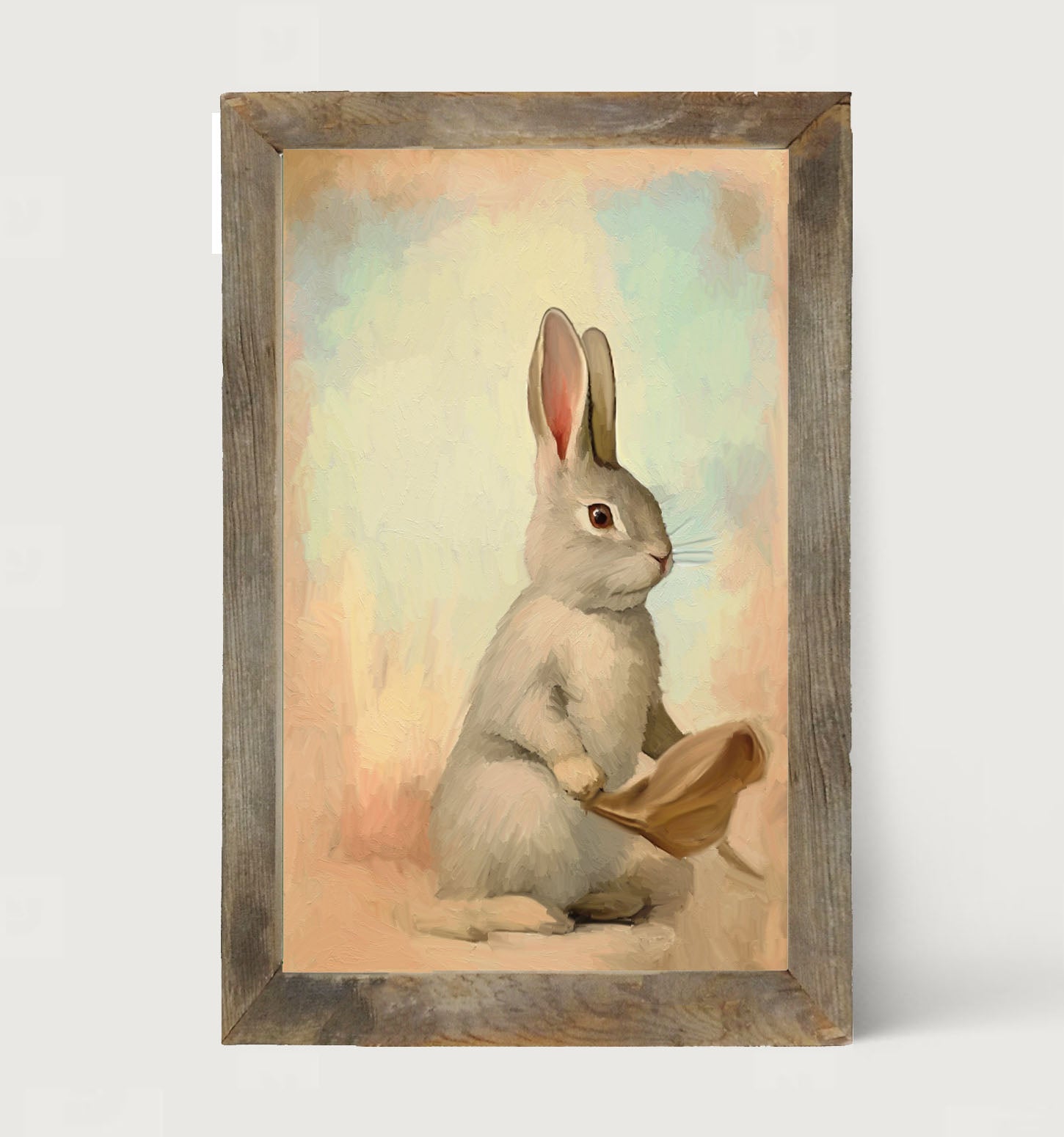 Pastel bunny posing - Framed art