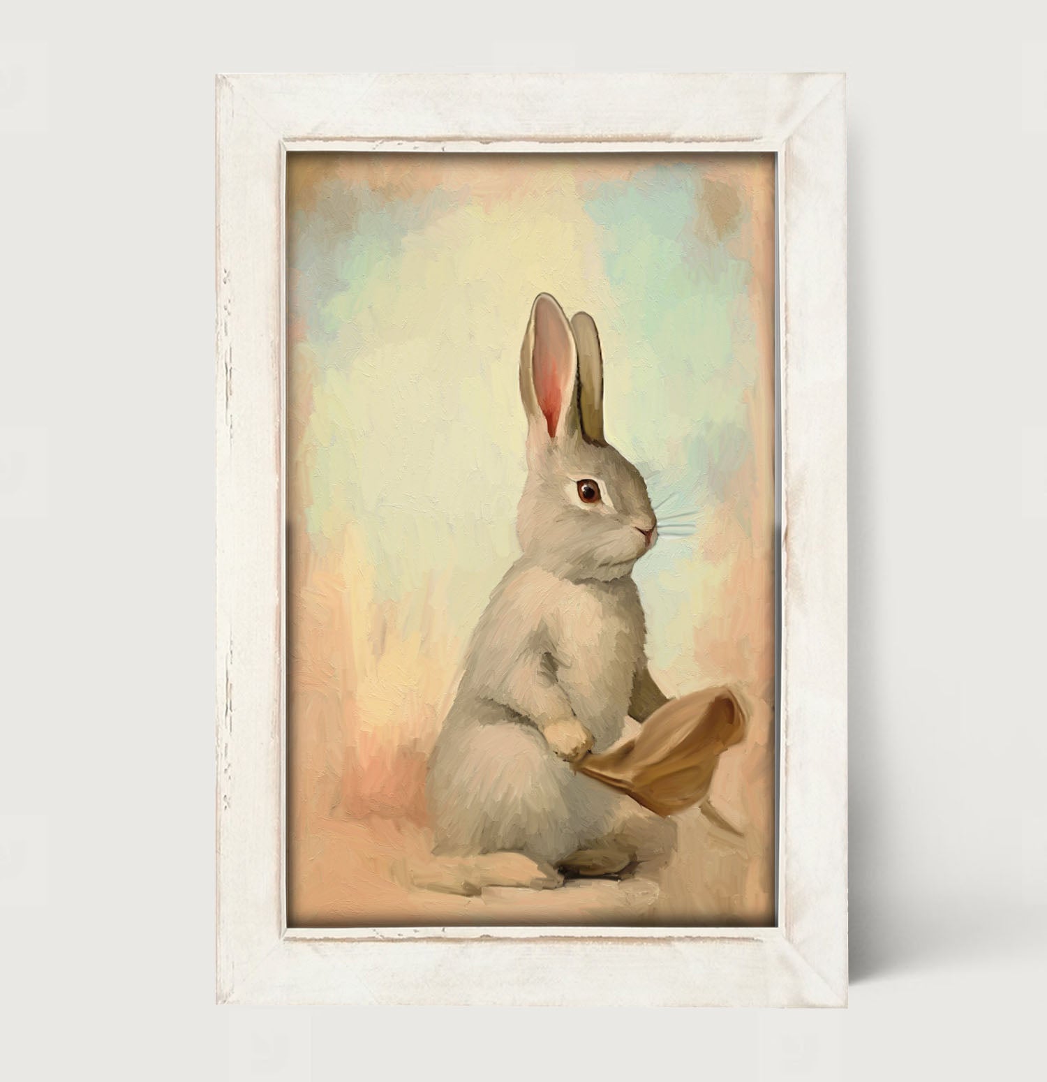 Pastel bunny posing - Framed art