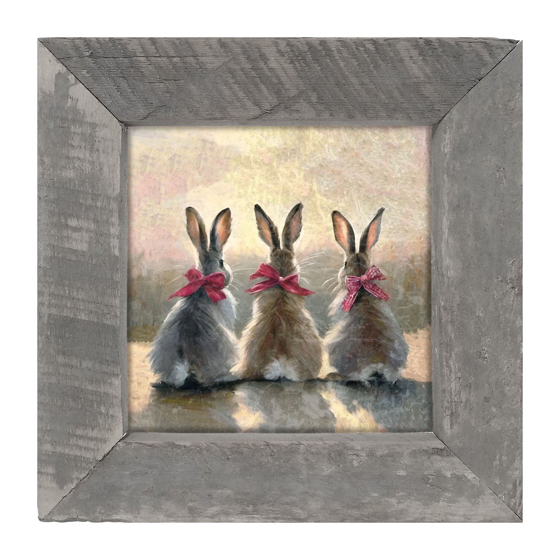 Pink-Bowed Bunnies - Framed art