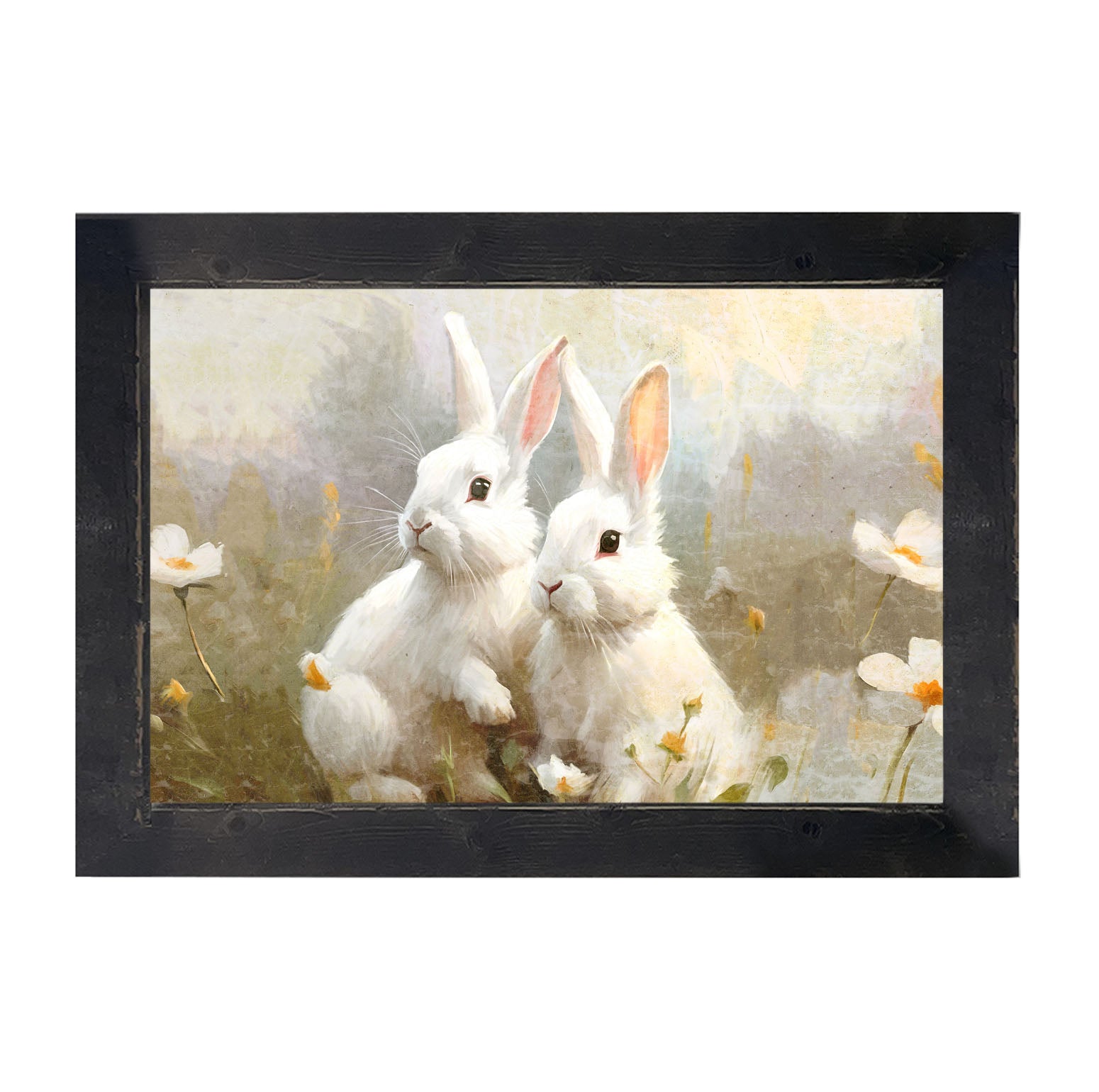Bunnies in a meadow - Framed art
