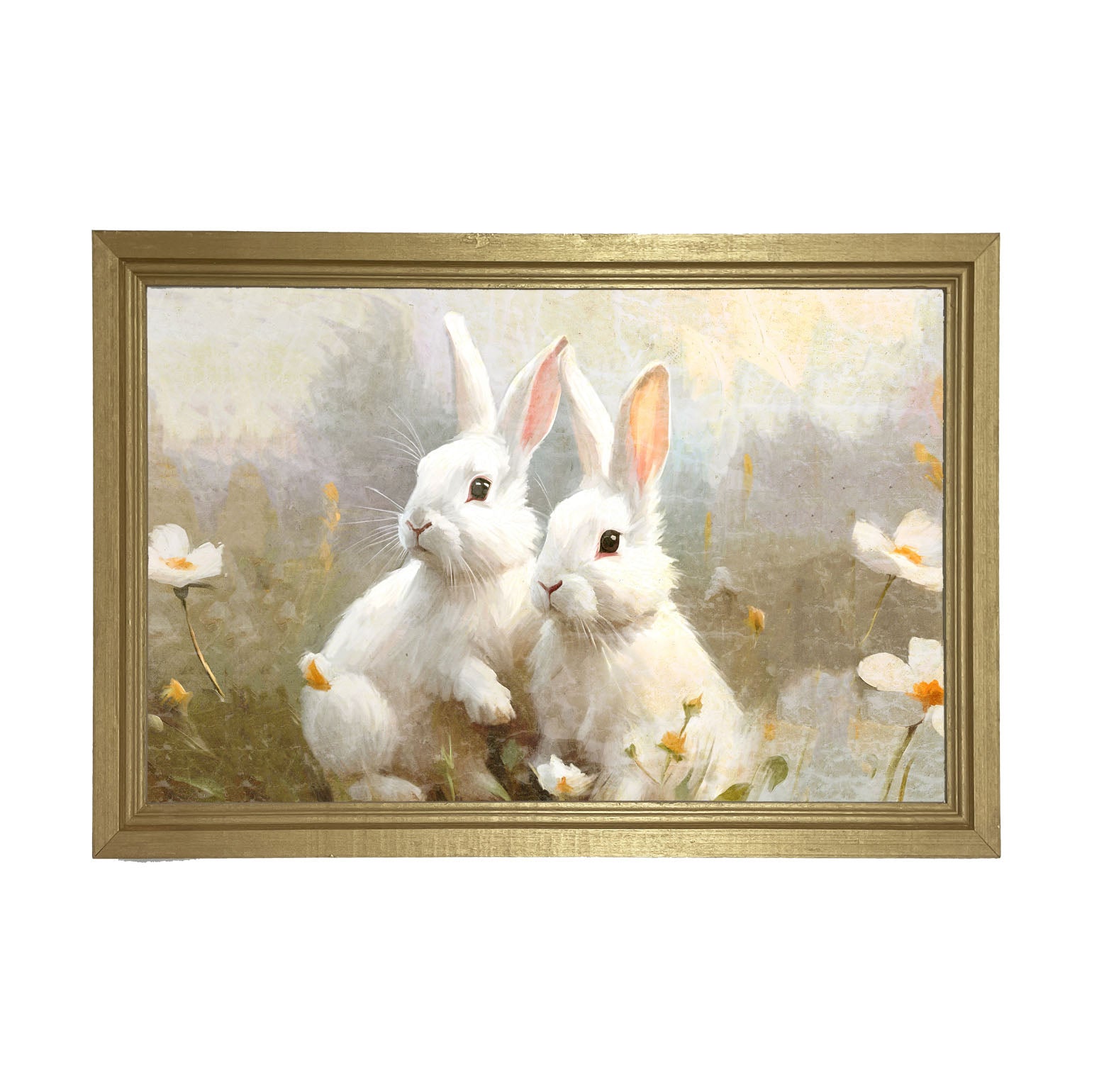 Bunnies in a meadow - Framed art