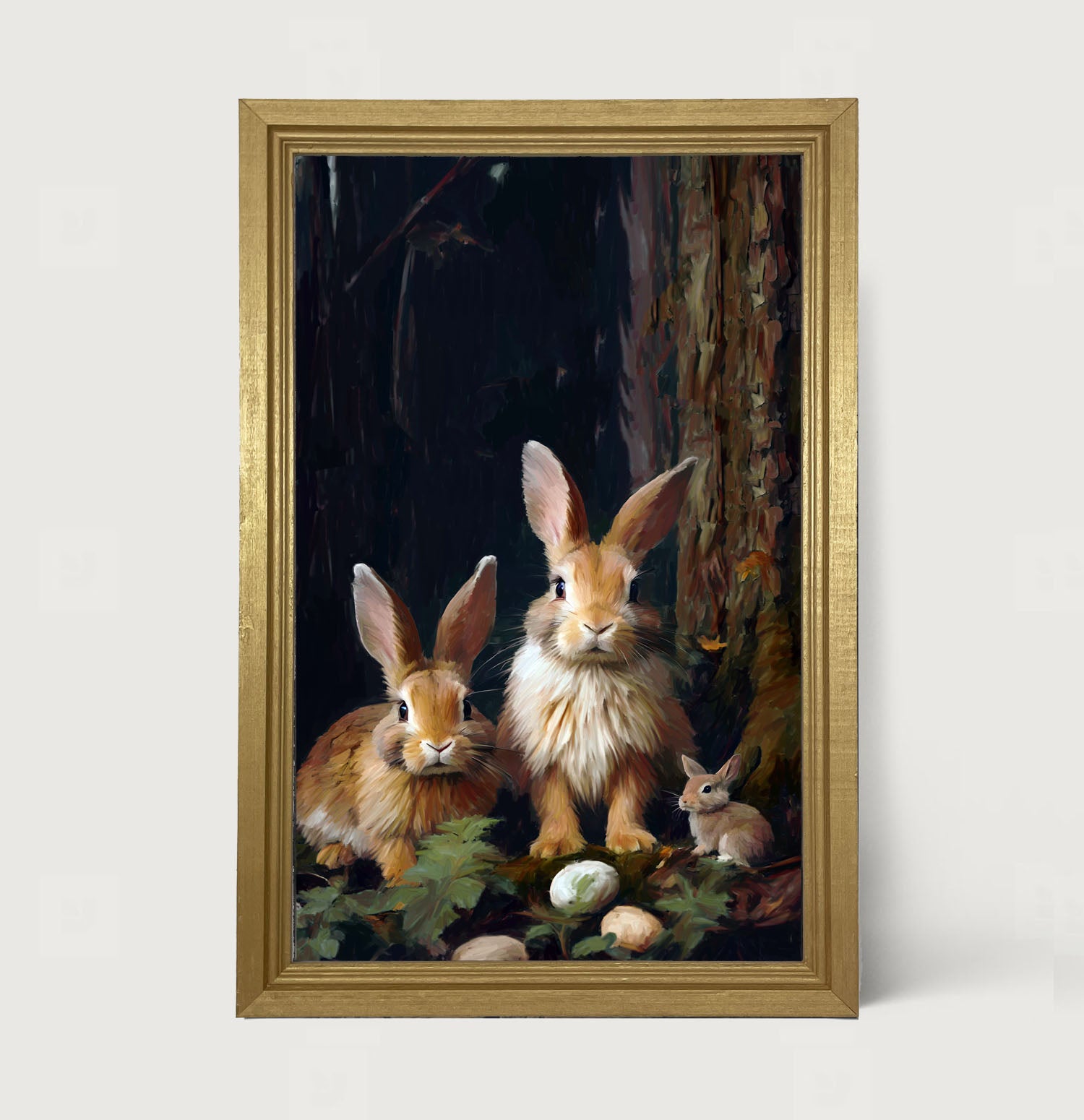 Bunnies with Eggs - Framed art
