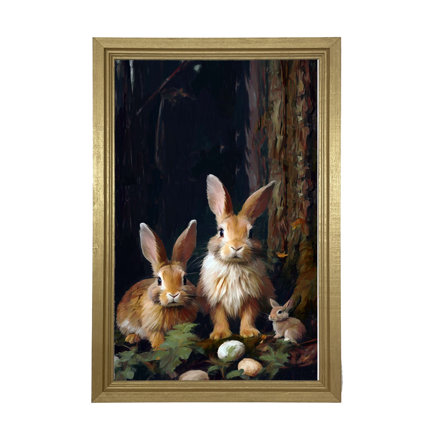 Bunnies with Eggs - Framed art