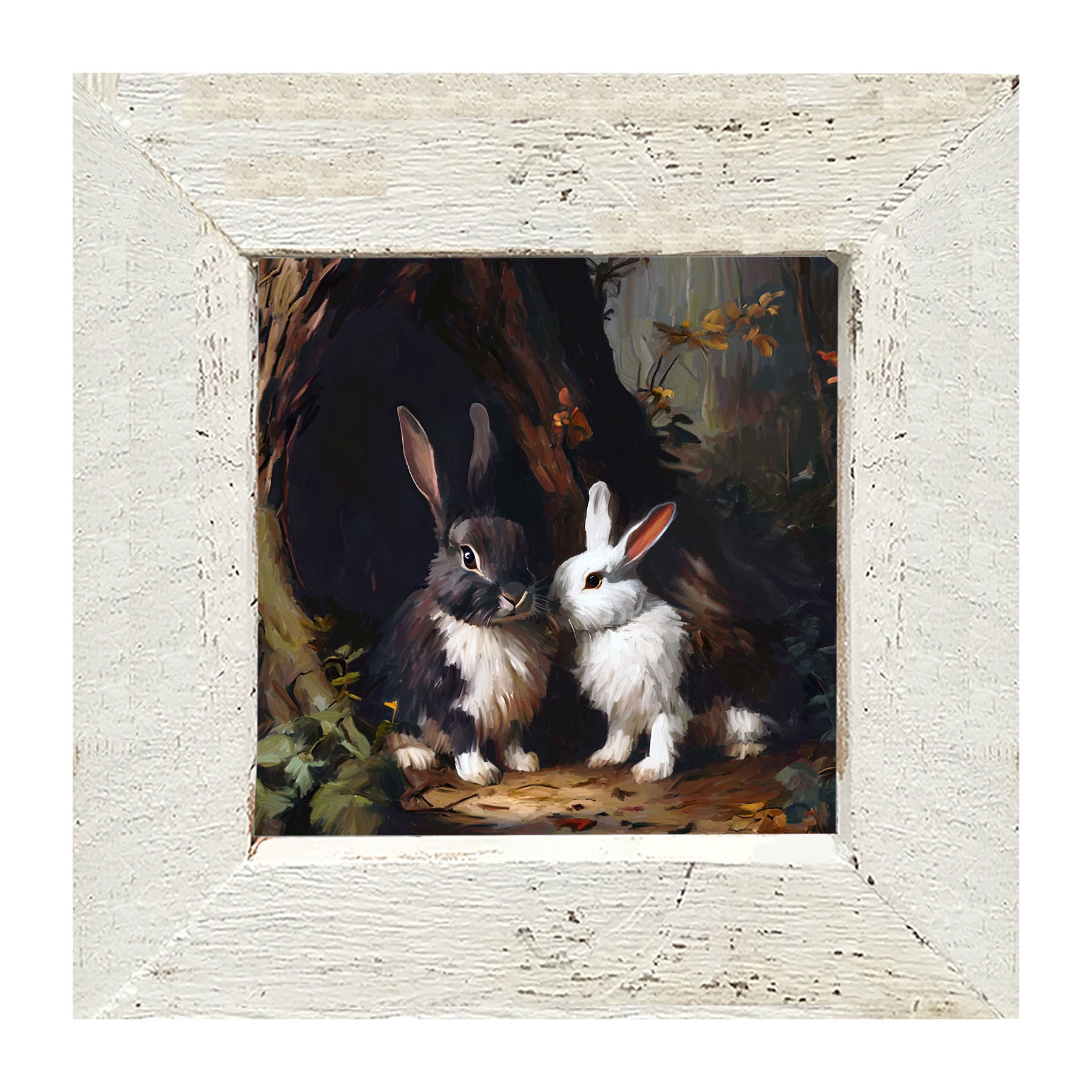 Bunnies in a forest - Framed art