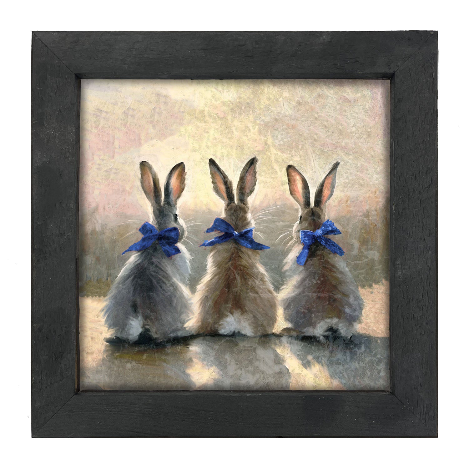 Bunnies with Blue Bows - Framed Art