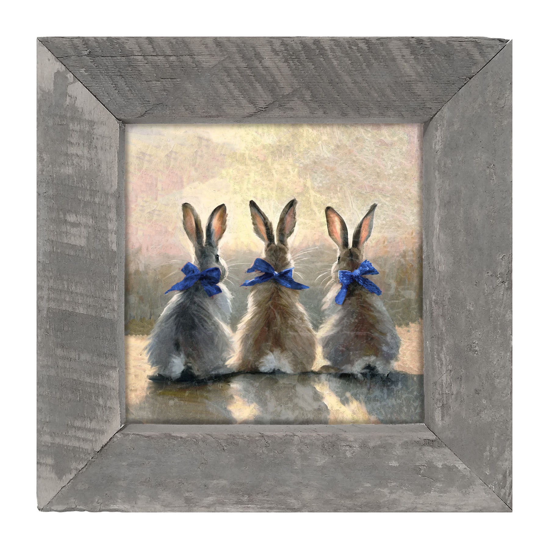 Bunnies with Blue Bows - Framed Art