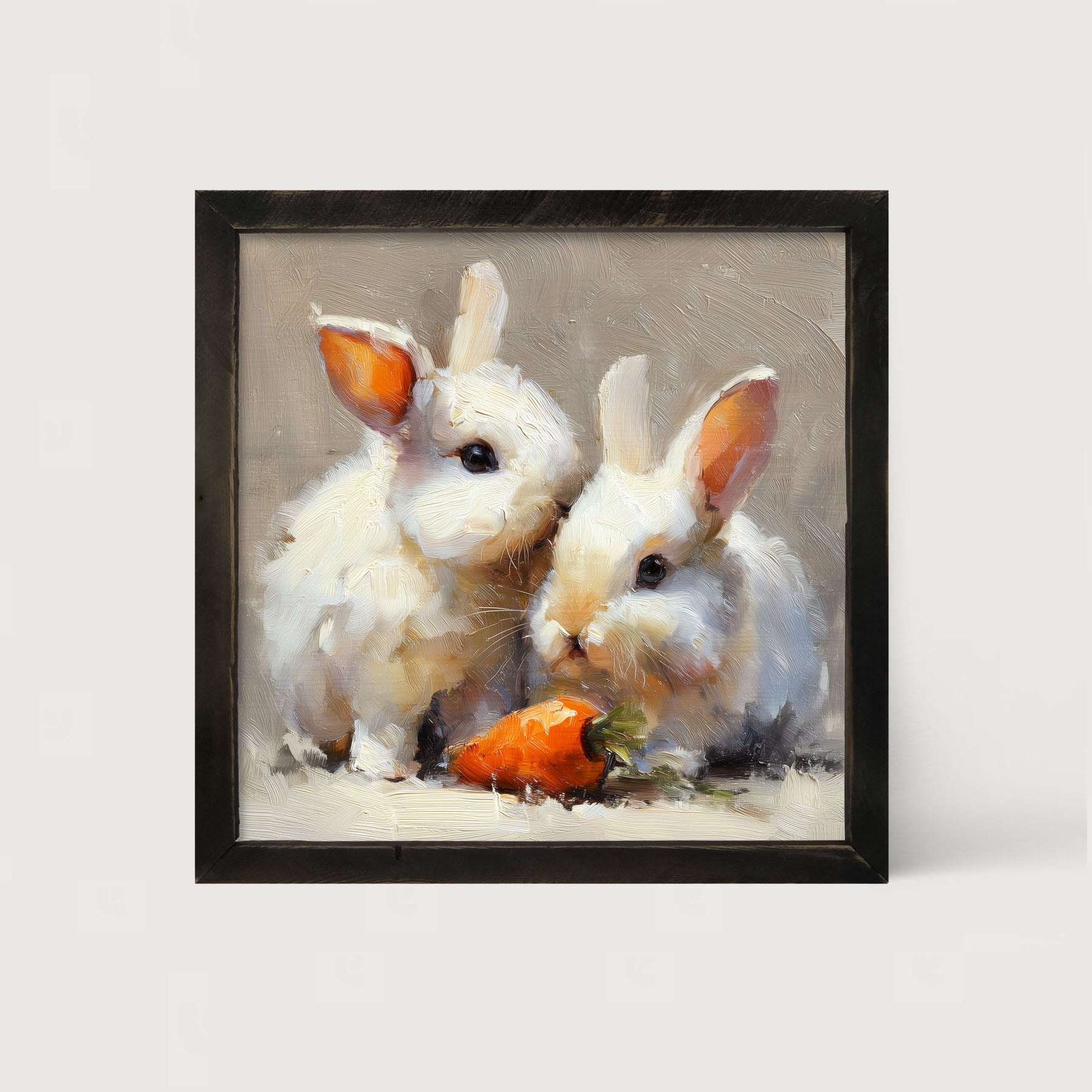 Two Bunnies with Carrot