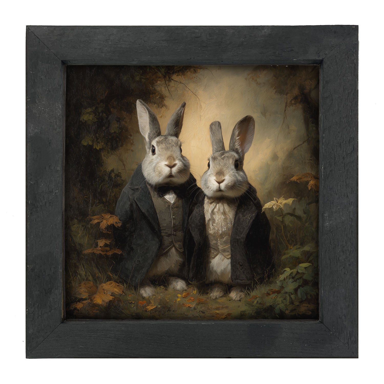 Bunnies Posing in Coats - Framed Art