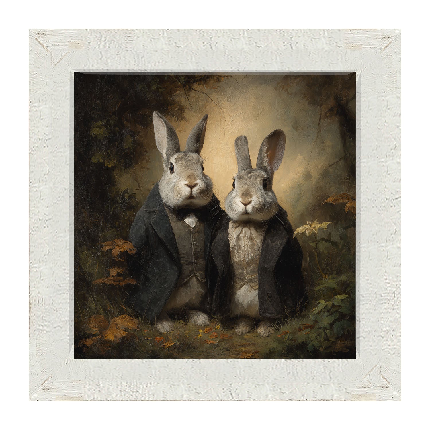 Bunnies Posing in Coats - Framed Art