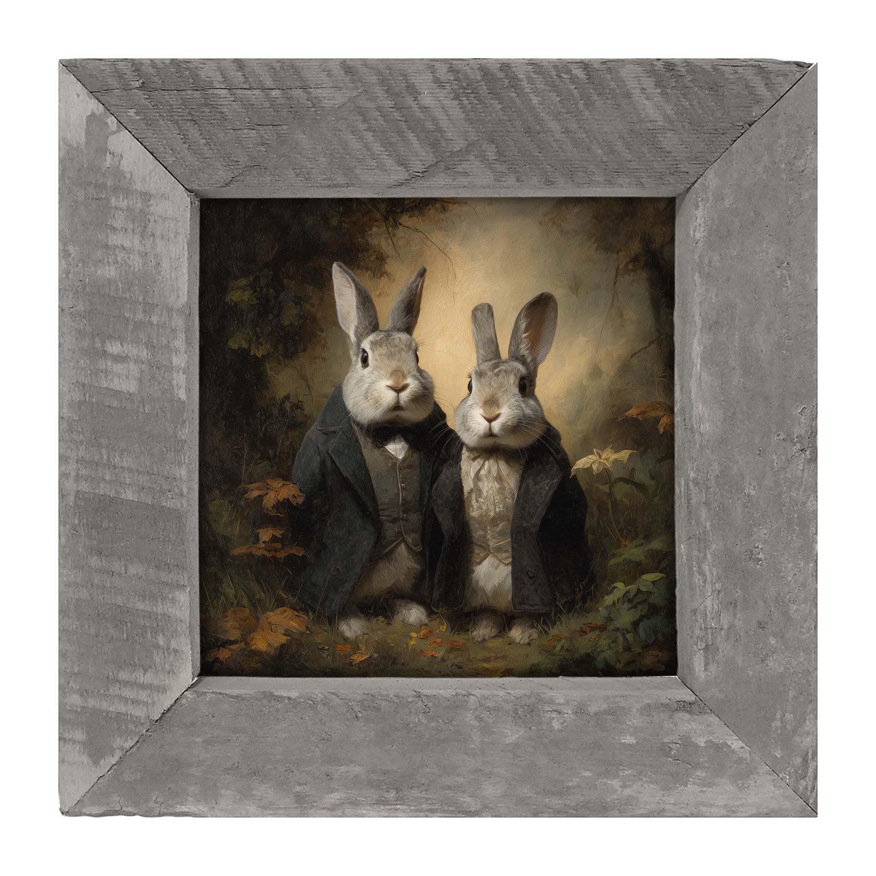 Bunnies Posing in Coats - Framed Art