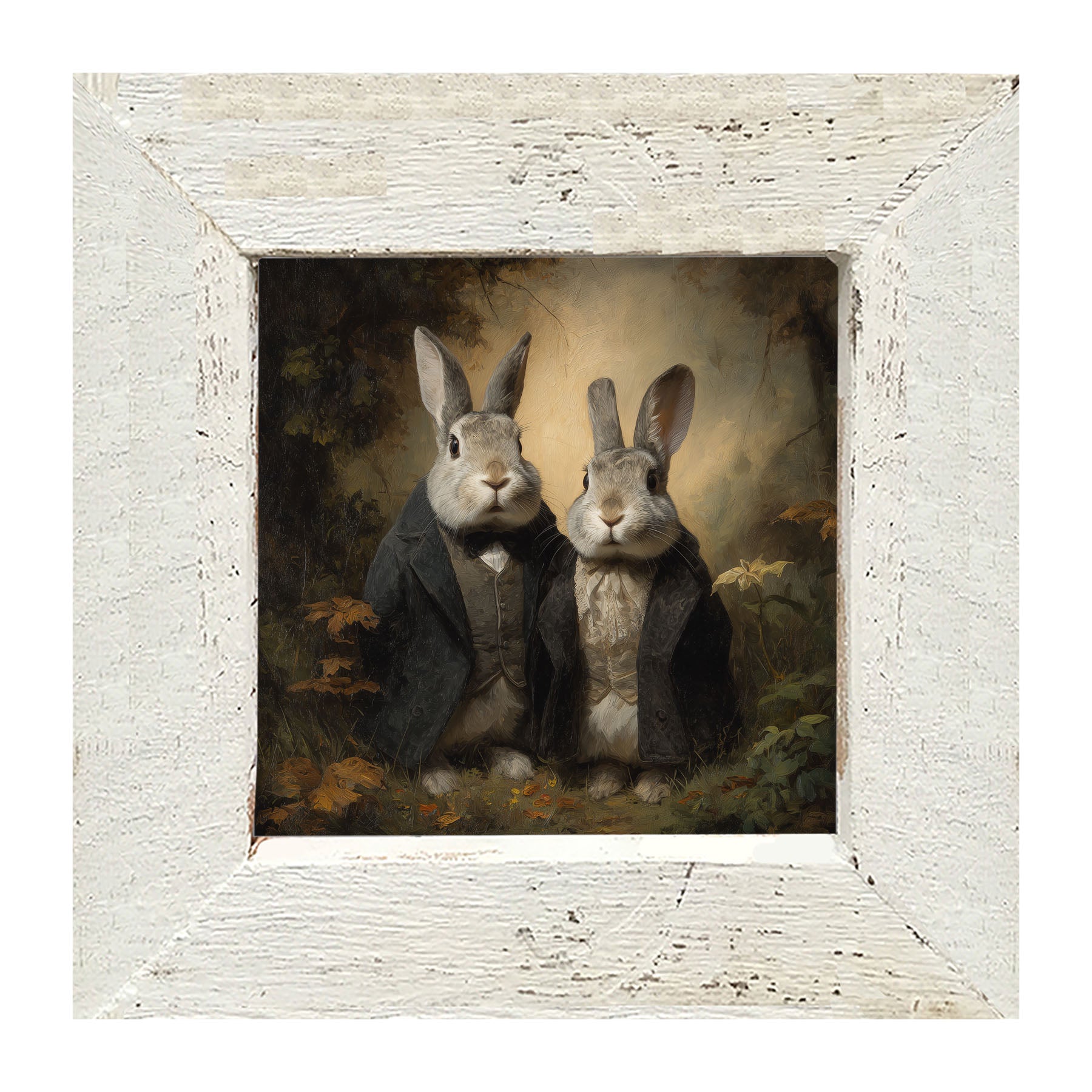 Bunnies Posing in Coats - Framed Art