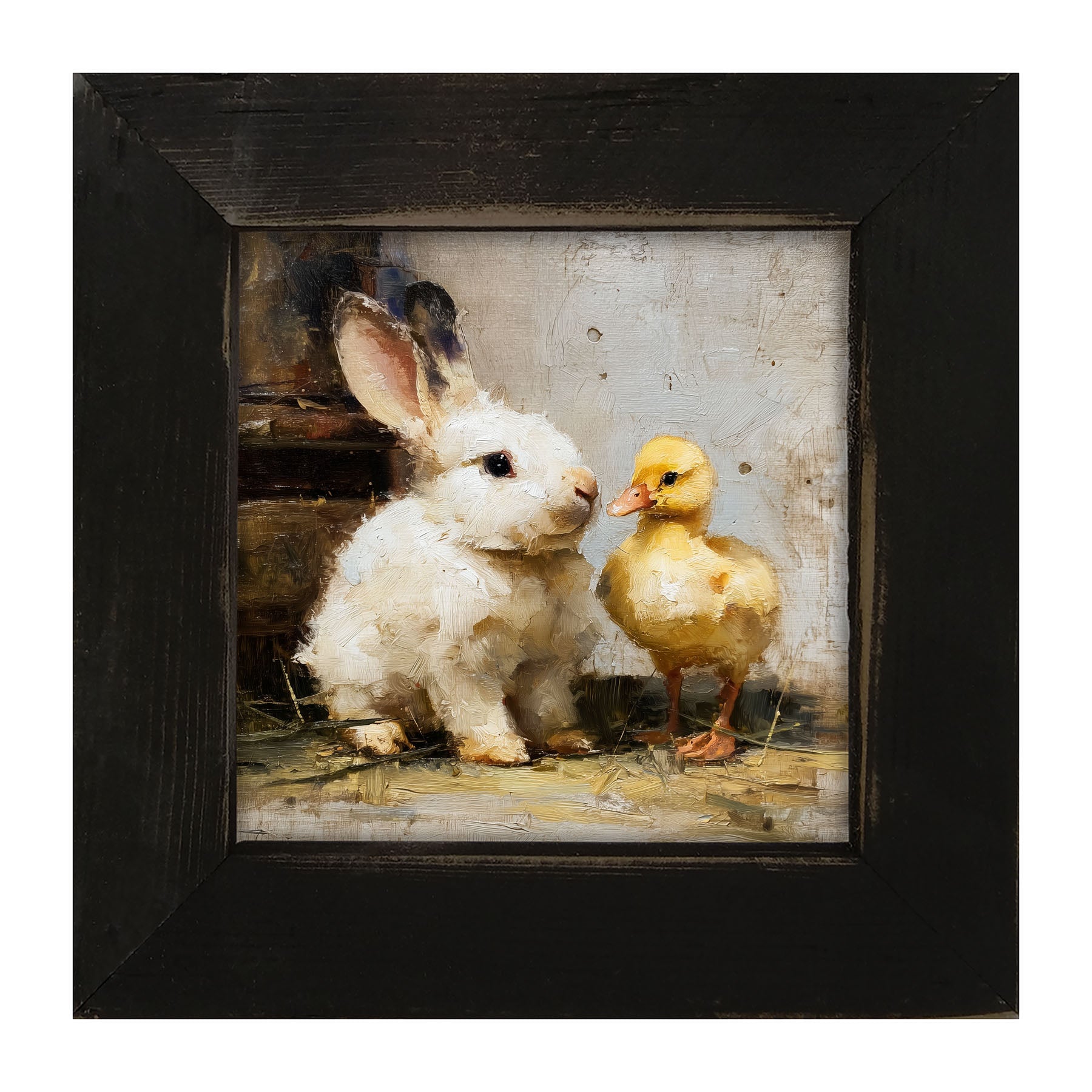 White Rabbit with Duck - Framed Art