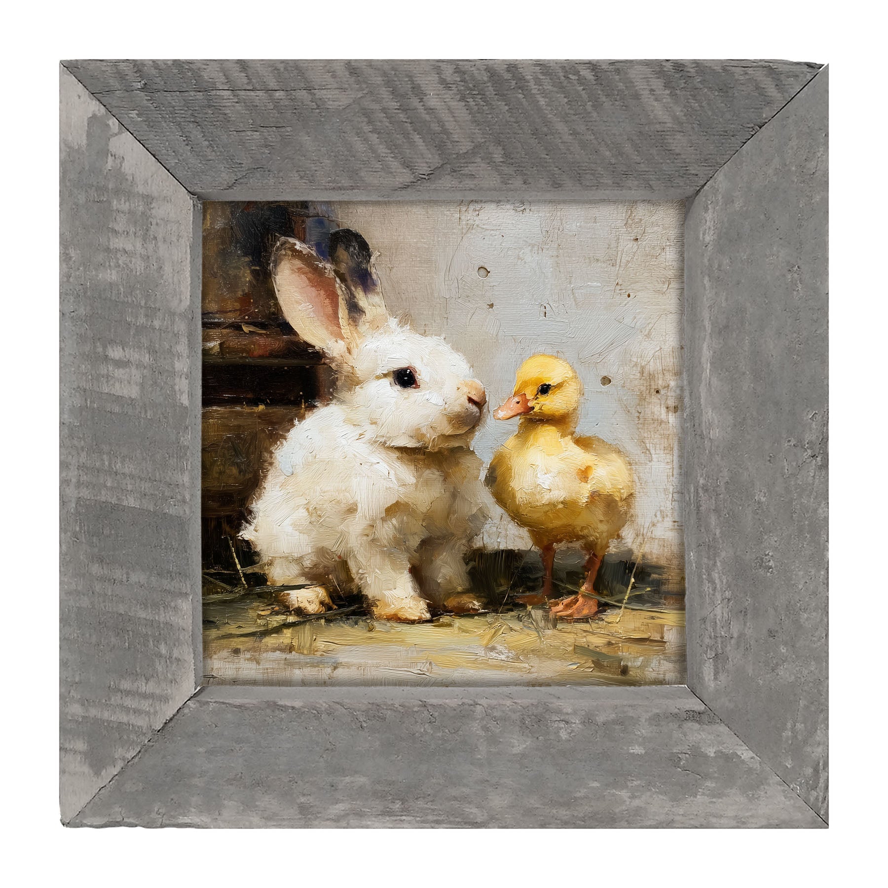 White Rabbit with Duck - Framed Art