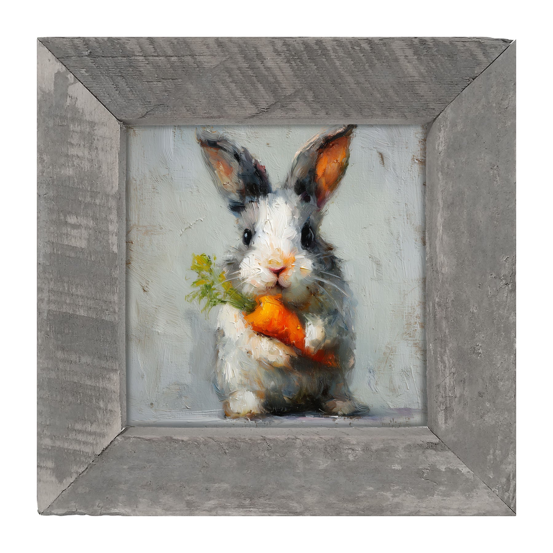 Bunny holding Carrot - Framed Art