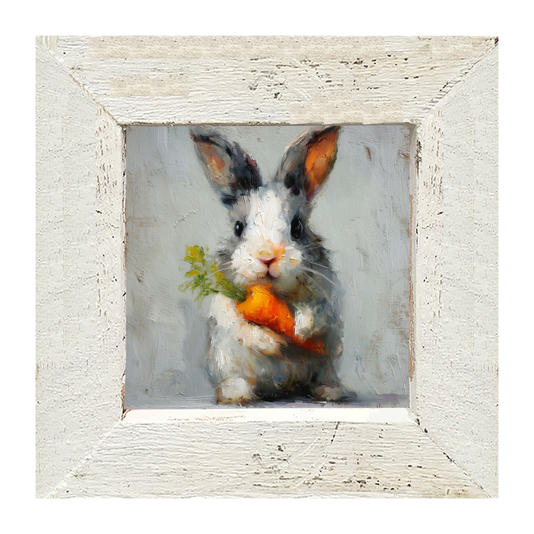 Bunny holding Carrot - Framed Art