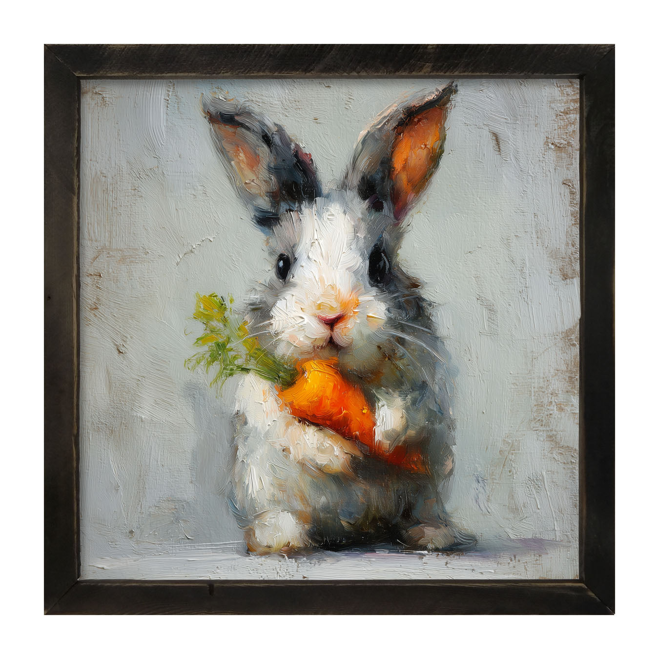 Bunny holding Carrot - Framed Art
