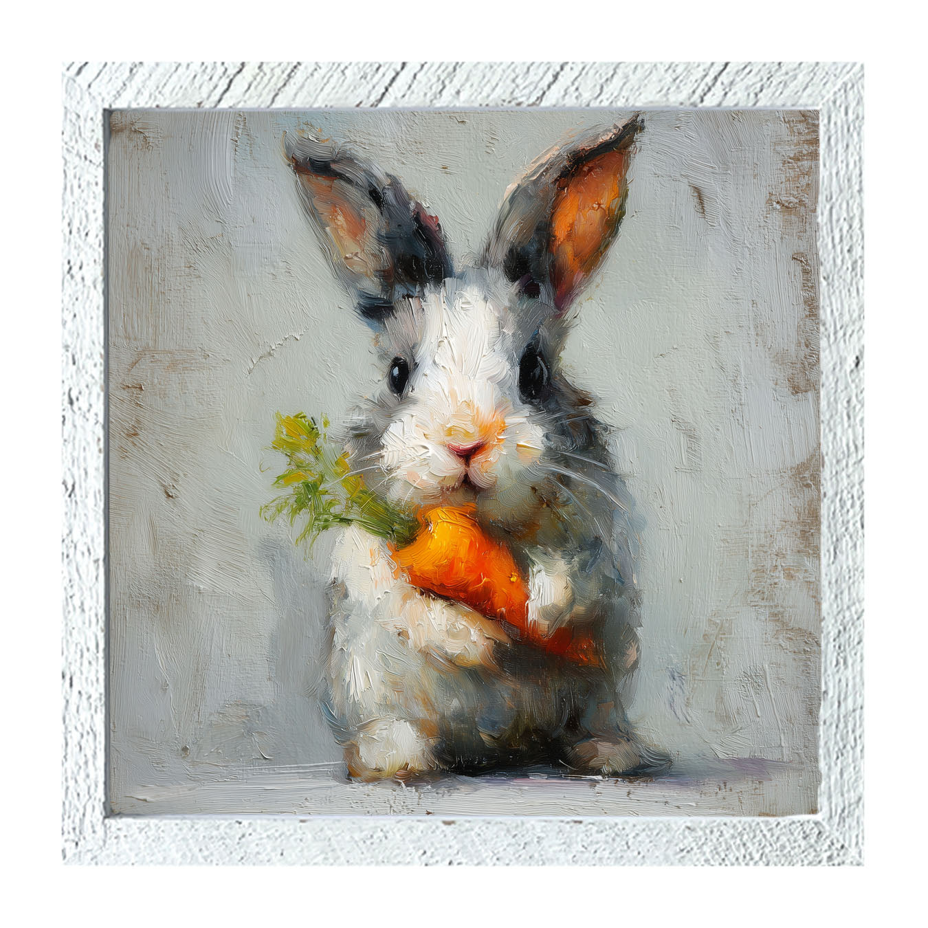 Bunny holding Carrot - Framed Art