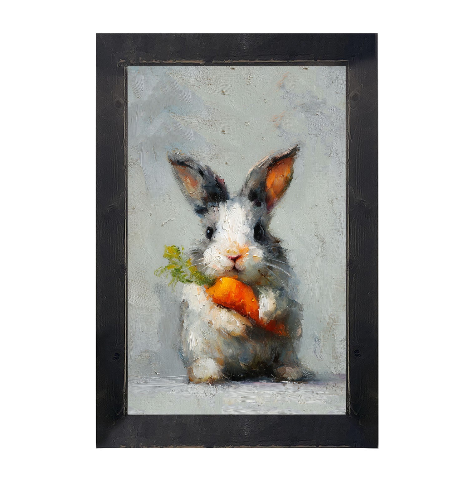 Bunny holding Carrot - Framed Art