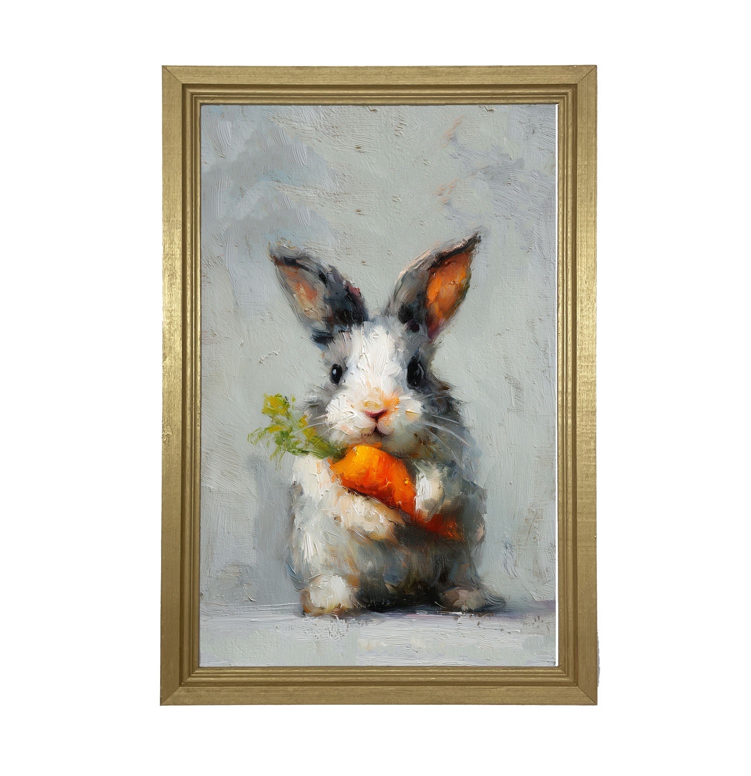 Bunny holding Carrot - Framed Art
