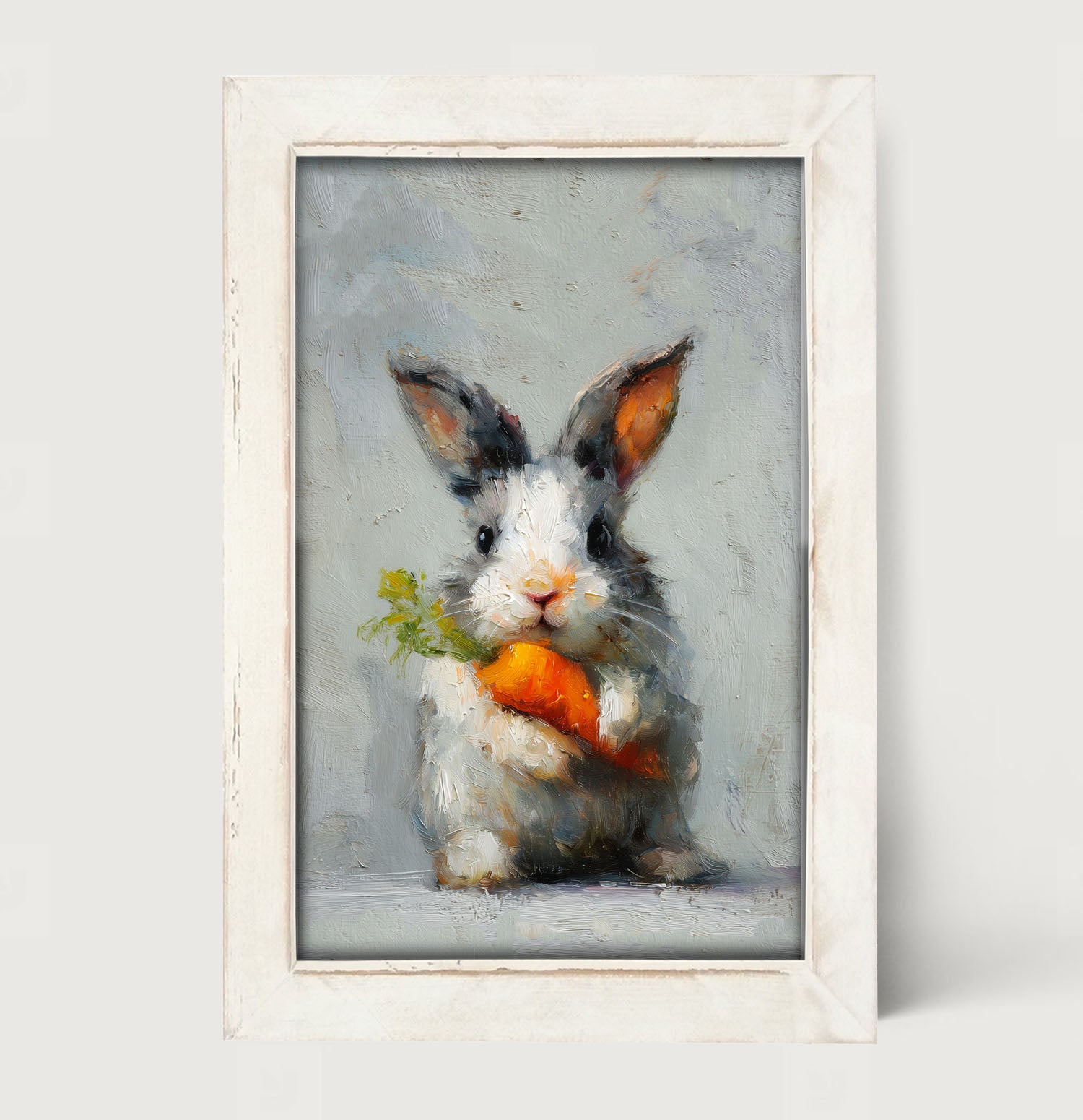 Bunny holding Carrot - Framed Art