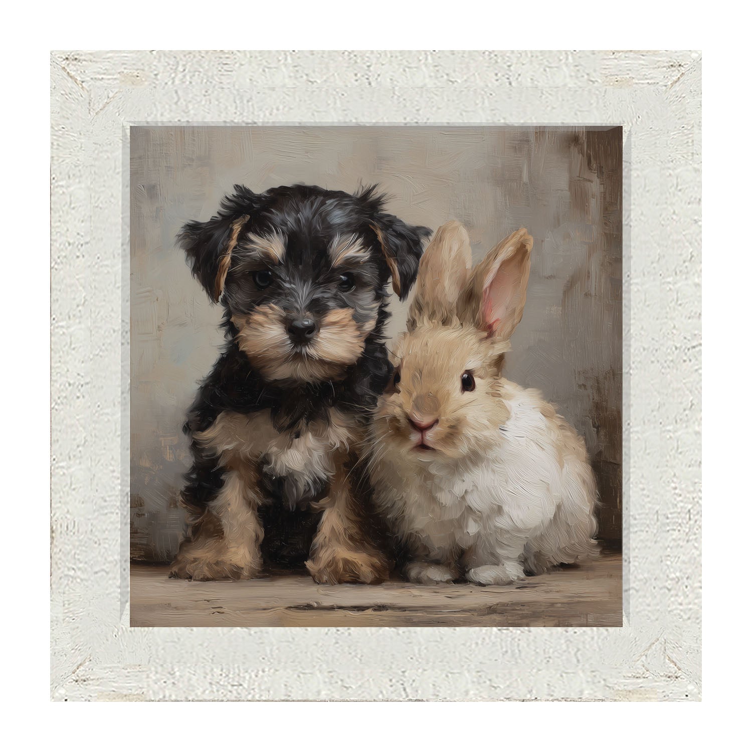 Dog and Rabbit - Framed Art