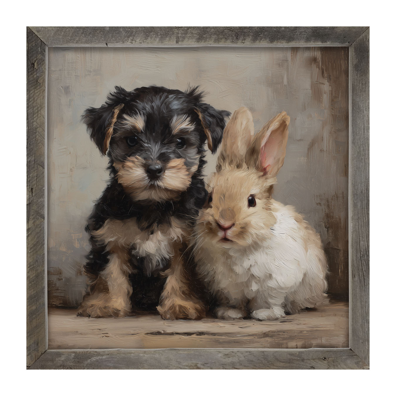 Dog and Rabbit - Framed Art