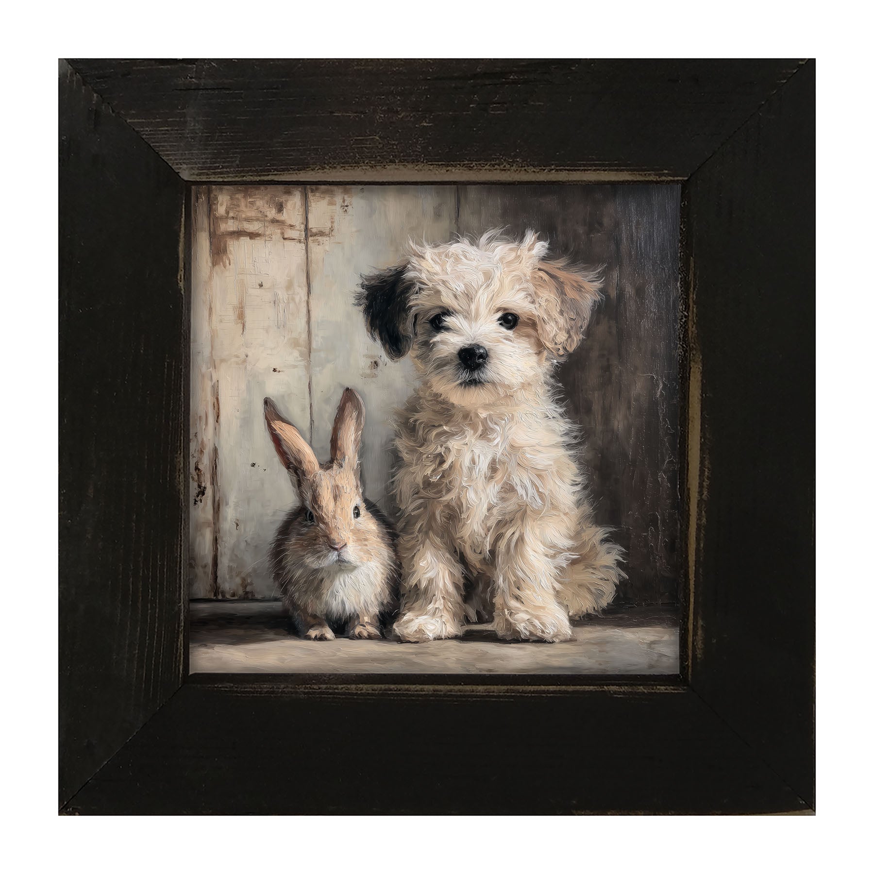Dog Posing with Bunny - Framed Art