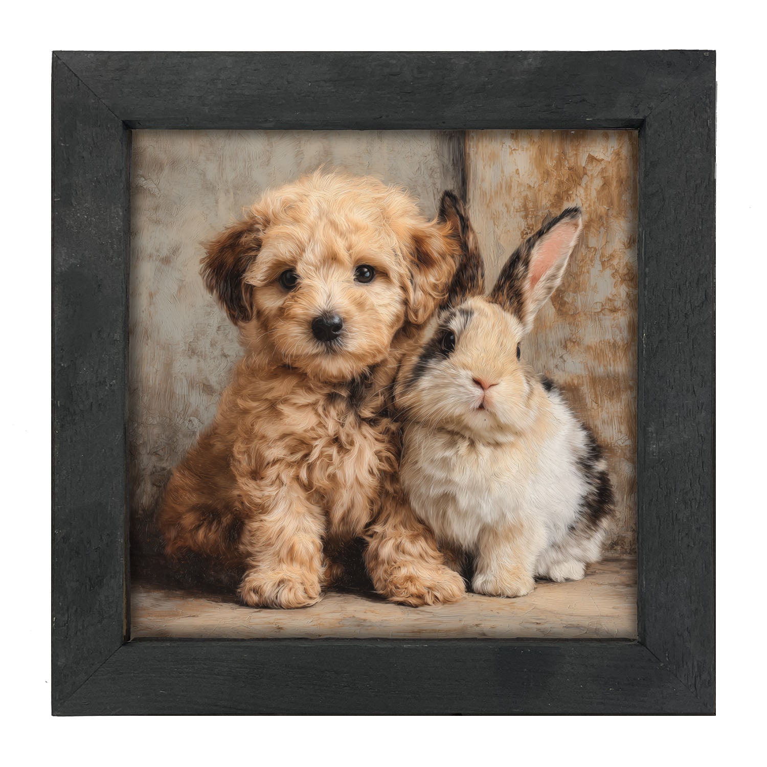 Dog and Bunny Friends - Framed Art