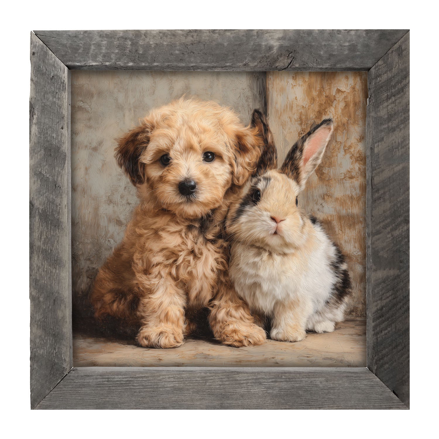 Dog and Bunny Friends - Framed Art
