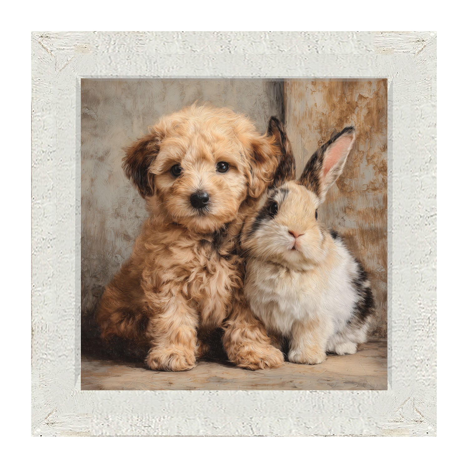 Dog and Bunny Friends - Framed Art