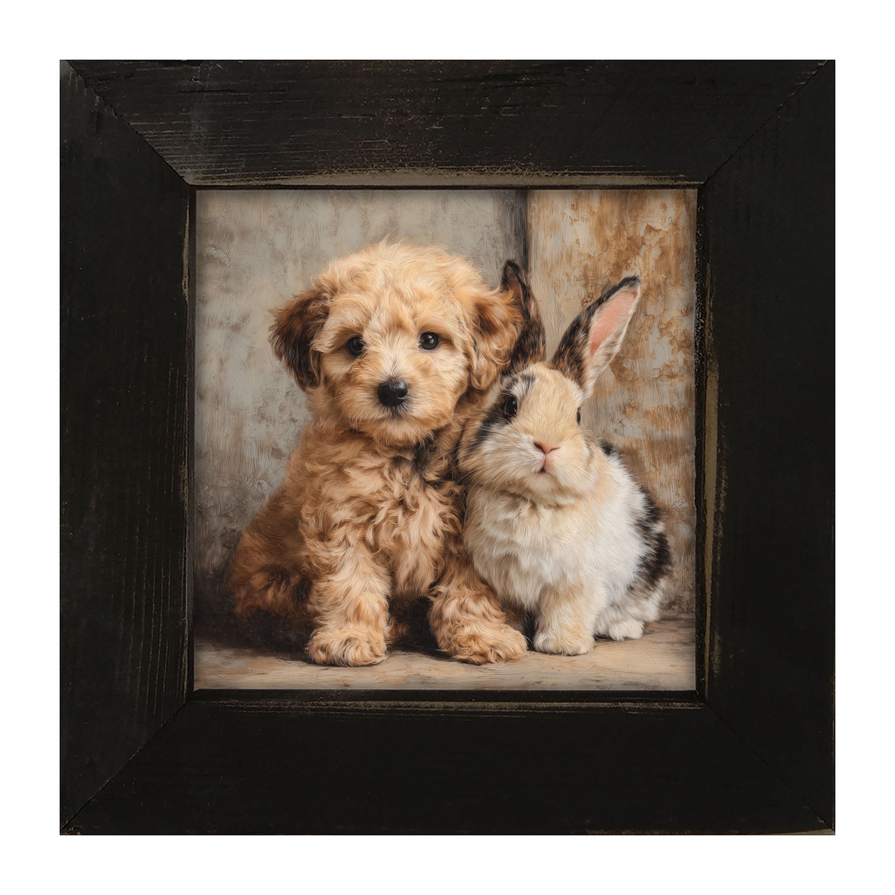 Dog and Bunny Friends - Framed Art
