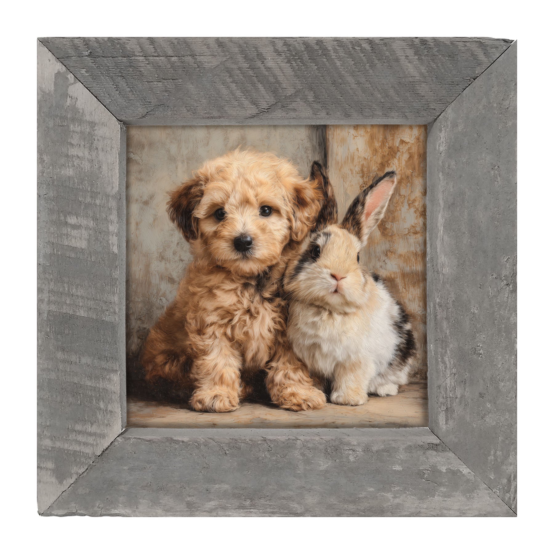 Dog and Bunny Friends - Framed Art