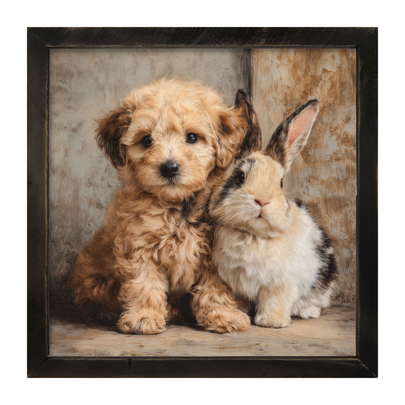 Dog and Bunny Friends - Framed Art