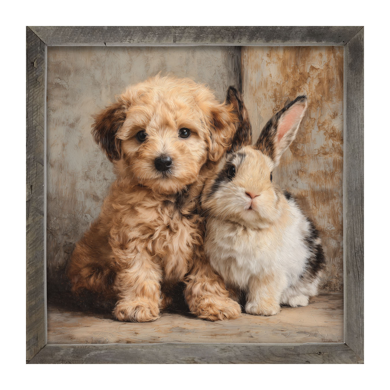 Dog and Bunny Friends - Framed Art