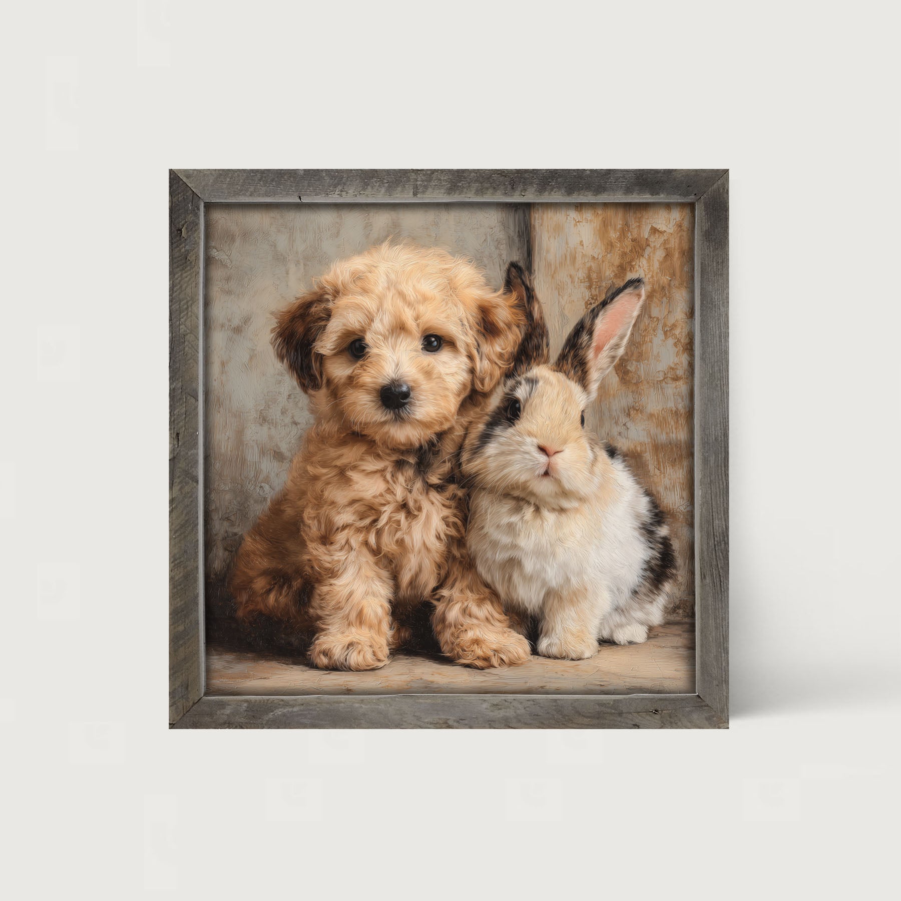 Dog and Bunny Friends - Framed Art