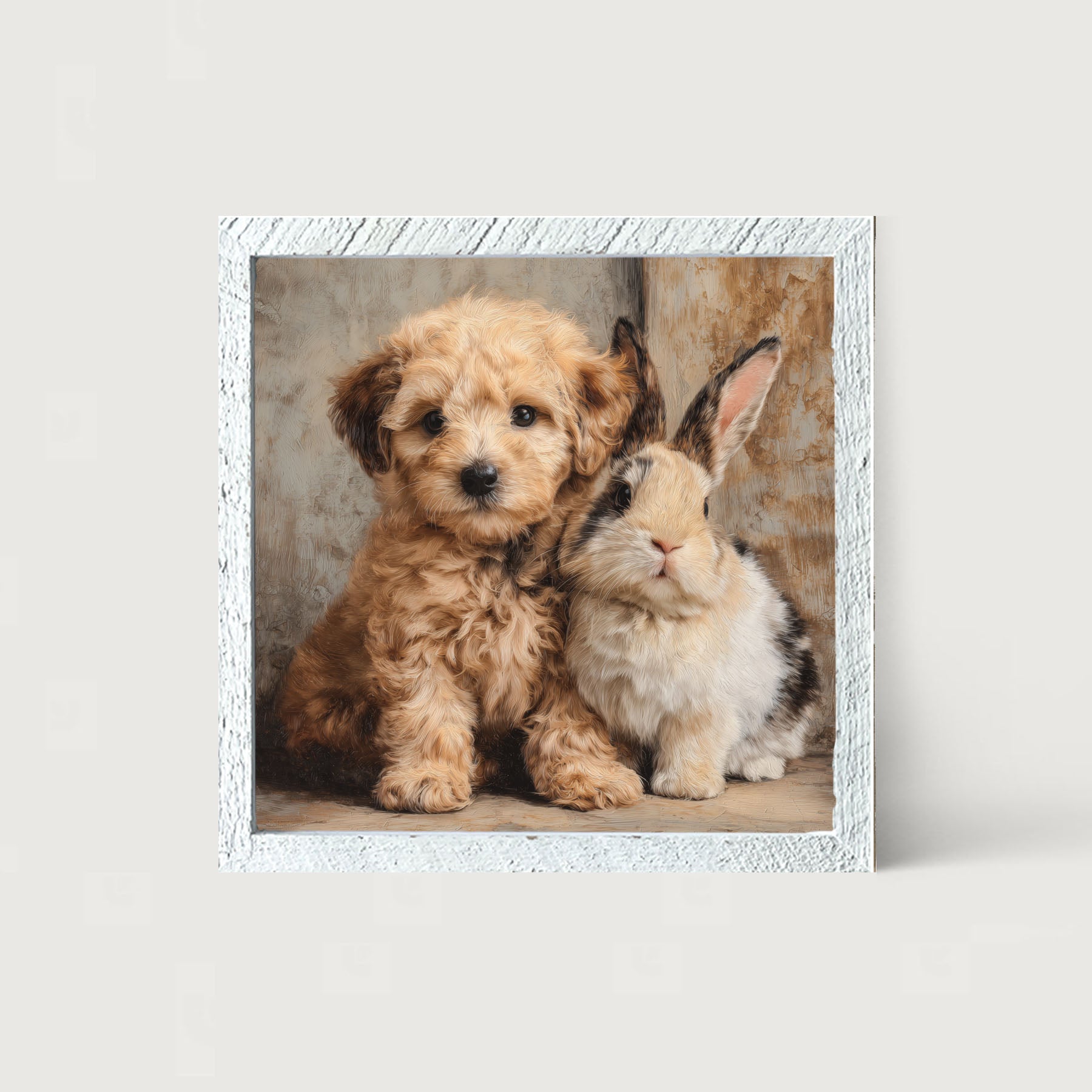 Dog and Bunny Friends - Framed Art