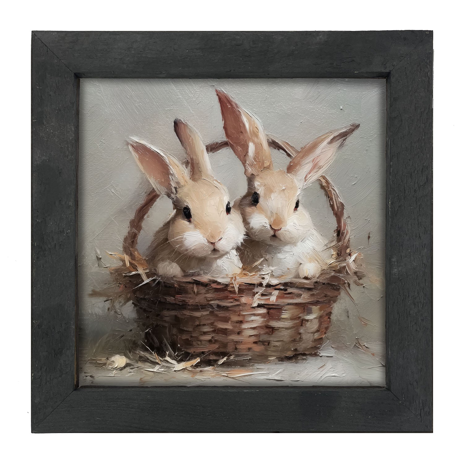 Easter Basket - Pair of Bunnies - Framed Art