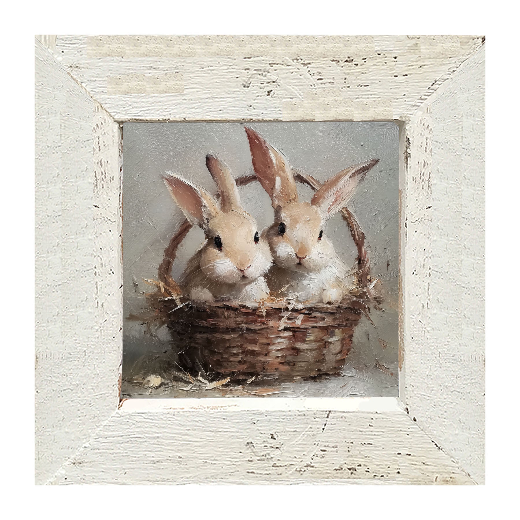 Easter Basket - Pair of Bunnies - Framed Art