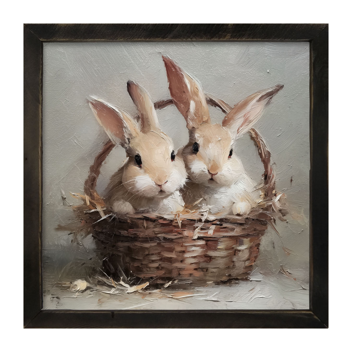Easter Basket - Pair of Bunnies - Framed Art