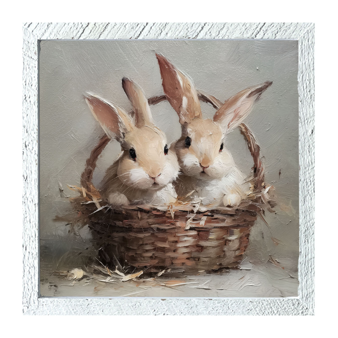 Easter Basket - Pair of Bunnies - Framed Art