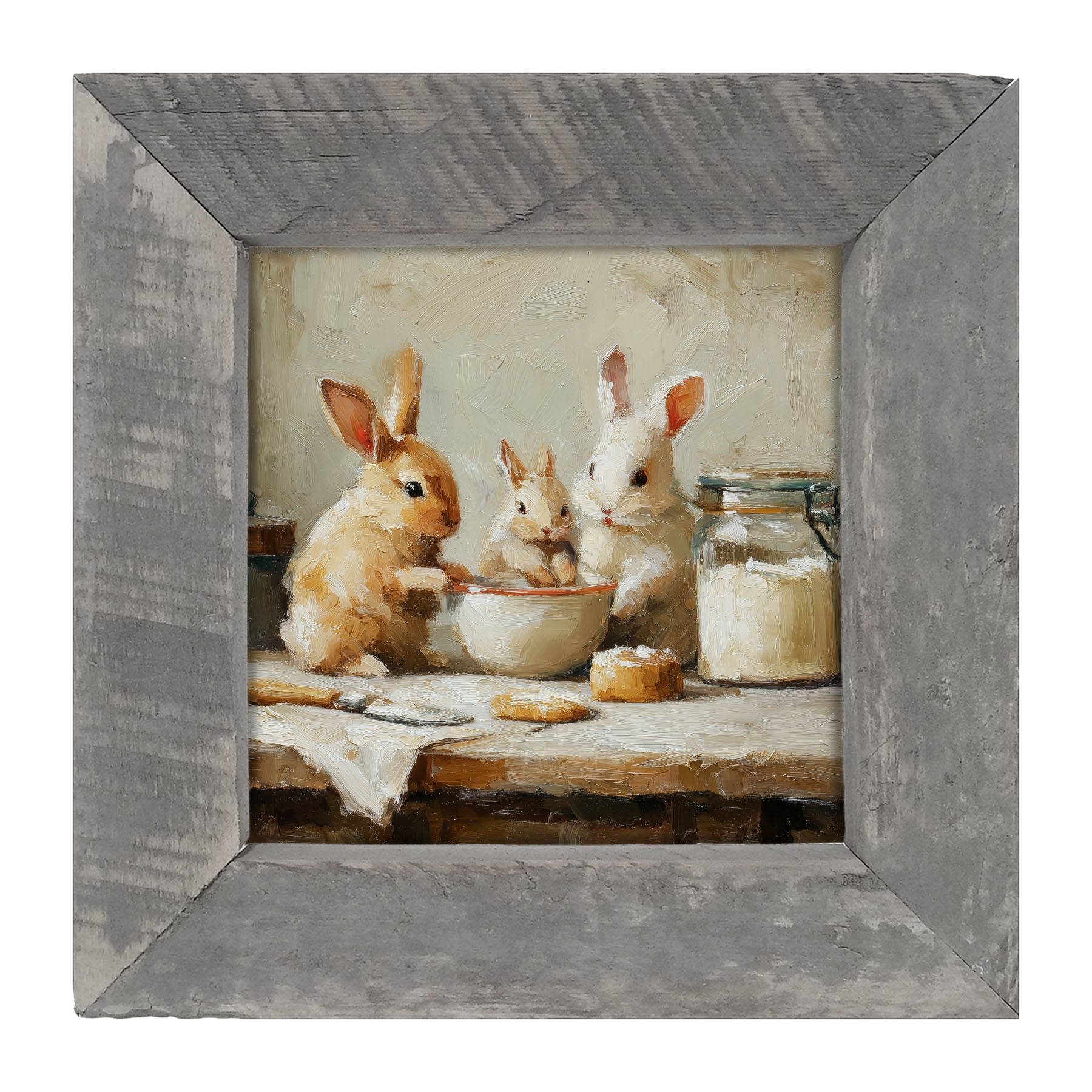 Bunnies Baking Together - Framed Art